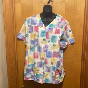 Scrub top Colorful Patterned Button-Up